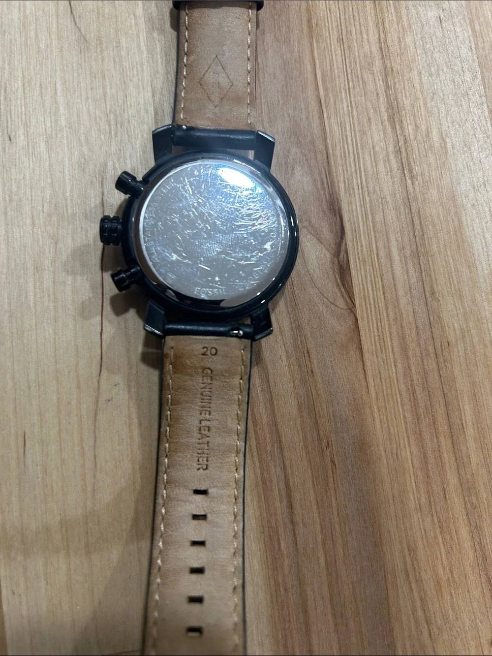 Fossil Men's Black and Brown Leather Strap Watches Duo
